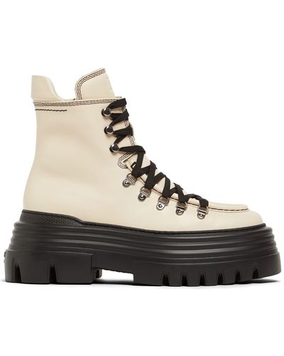 Bally 90mm Graciella Leather Combat Boots - Natural