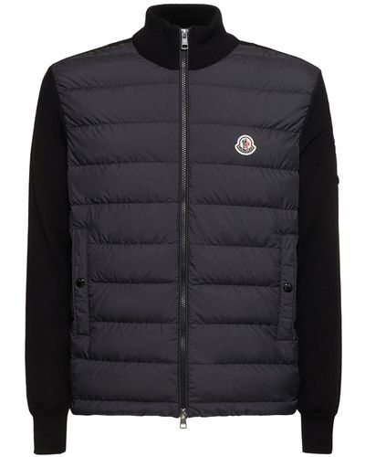 Moncler Cotton & Tech Zip-up Cardigan Jacket - Black