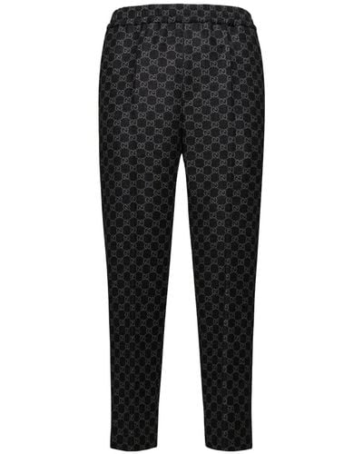 Gucci Pantalon en flanelle de laine brossée gg - Noir