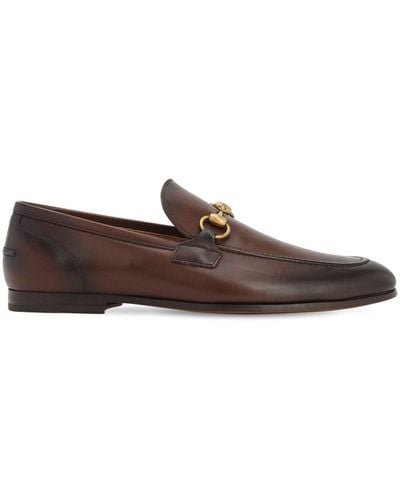 Gucci Jordaan Horsebit Leather Loafers - Brown