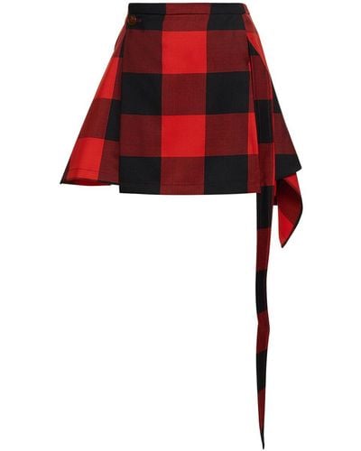 Vivienne Westwood Meghan Tartan Wool Mini Kilt Skirt - Red