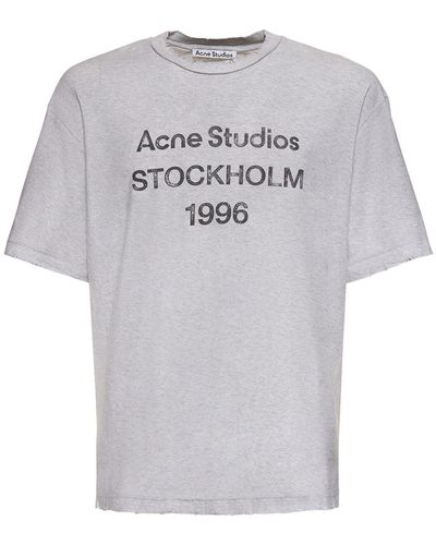 Acne Studios Exford 1996 Mélange Cotton T-Shirt - Gray