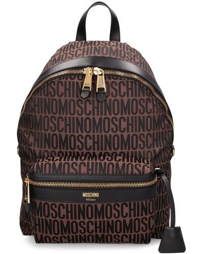 Moschino Logo Nylon Jacquard Backpack - Black