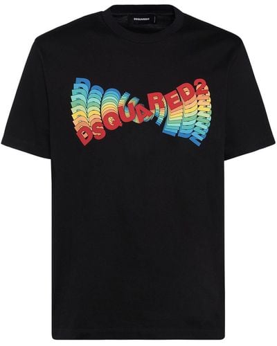 DSquared² Camiseta de jersey de algodón estampada - Negro