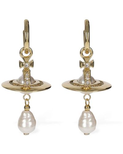 Vivienne Westwood Aleksa Imitation Pearl Drop Earrings - Metallic