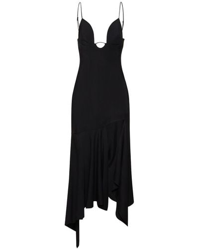 Mugler Asymmetrical Twill Long Dress - Black