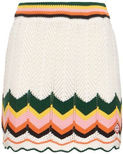 Casablanca Chevron Lace Mini Skirt - White