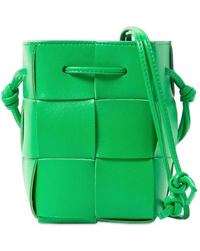Bottega Veneta Mini Intreccio Leather Bucket Bag - Green