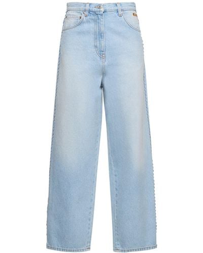 MSGM Jeans boyfriend fit vita alta in denim - Blu