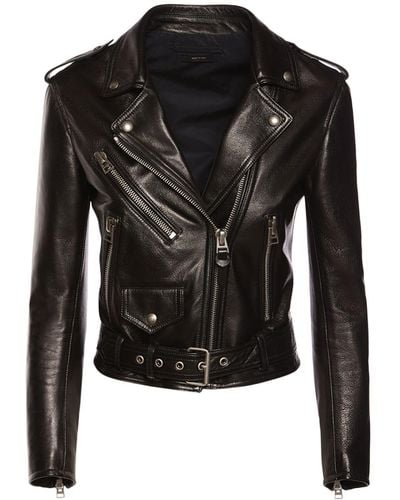 Tom Ford Leather Biker Jacket W/ Zips - Black