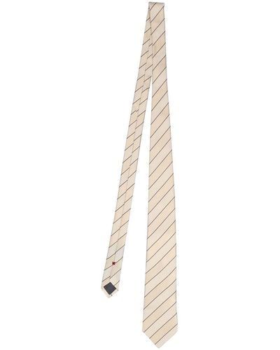Brunello Cucinelli Cravatta in seta chevron - Bianco