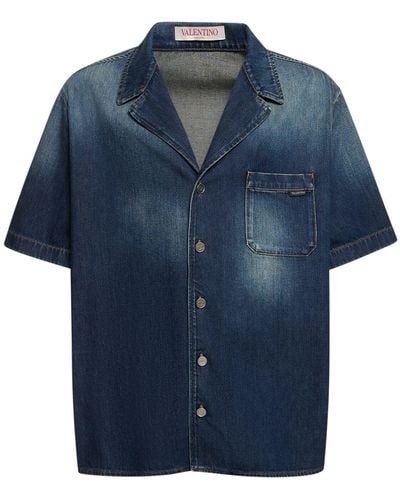 Valentino Denim Short Sleeve Shirt - Blue