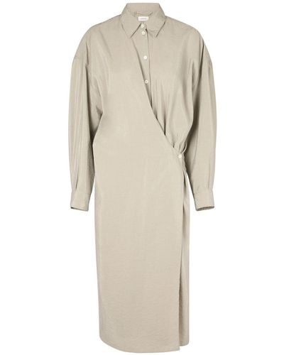 Lemaire Twisted Silk Blend Midi Dress - Natural