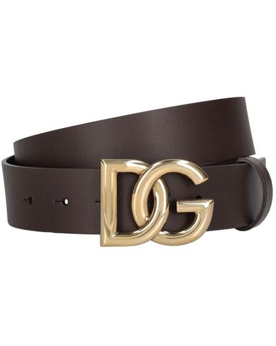 Dolce & Gabbana Cinturón de cuero Lux con logotipo de DG cruzado - Negro