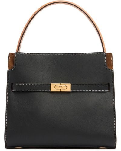Tory Burch Small Lee Radziwill Leather Double Bag - Black