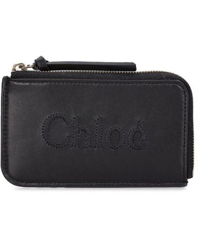 Chloé Small Chlooè Sense Leather Zipped Wallet - Black