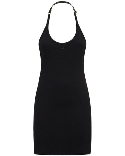 Courreges Ribbed Dress With Buckle Clothing - Black