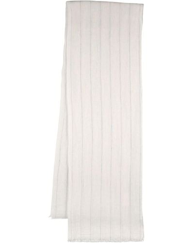Brunello Cucinelli Striped Linen Scarf - White