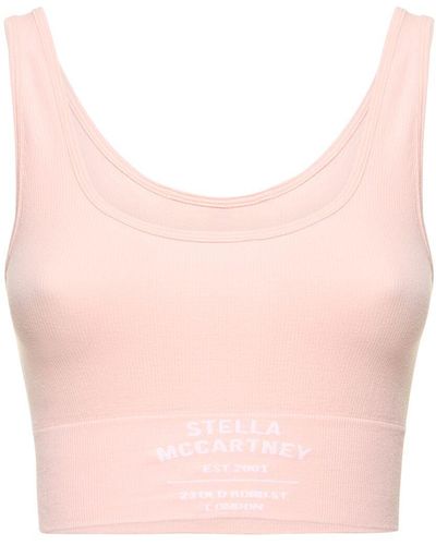 Stella McCartney Logo Stretch Cotton Crop Tank Top - Pink
