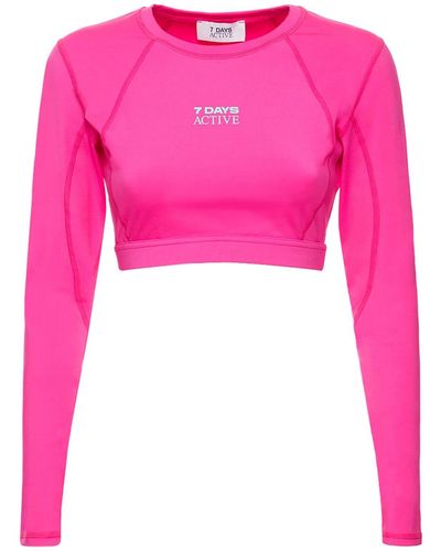 7 DAYS ACTIVE Cropped Long Sleeve Top - Pink