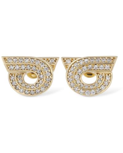 Ferragamo New Gstr 18d Crystal Stud Earrings - Metallic