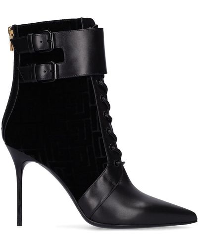 Balmain 105mm Uria Leather Ankle Boots - Black