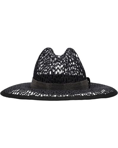 Brunello Cucinelli Raffia Effect Brimmed Hat - Black