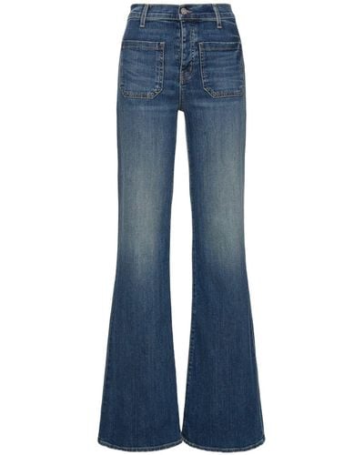 Nili Lotan Florence Cotton Flare High Rise Jeans - Blue