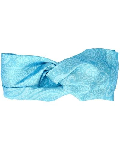 Etro Silk Headband W/ Knot - Blue