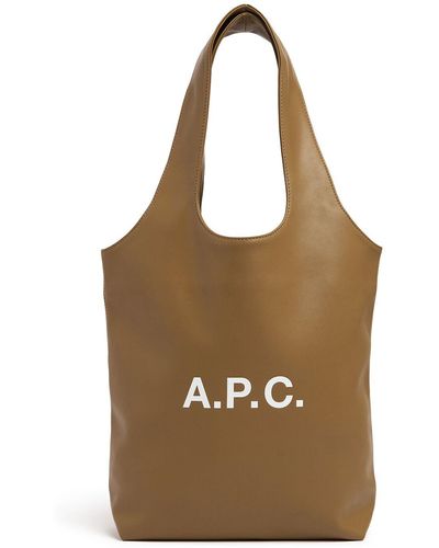 A.P.C. Small Ninon Faux Leather Tote Bag - Brown