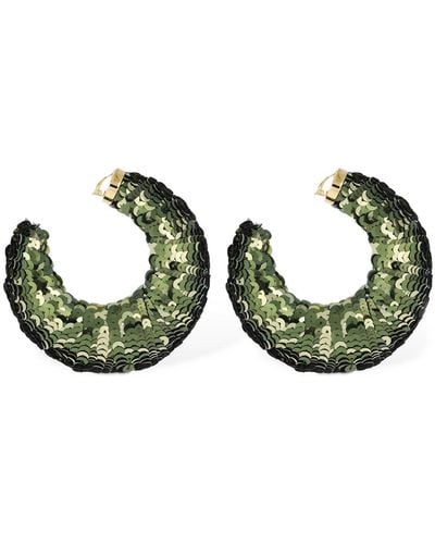 Tom Ford Croissant Sequined Big Hoop Earrings - Green