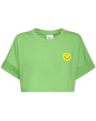 Philosophy Di Lorenzo Serafini Camiseta Cropped Smiley De Jersey De Algodón - Verde