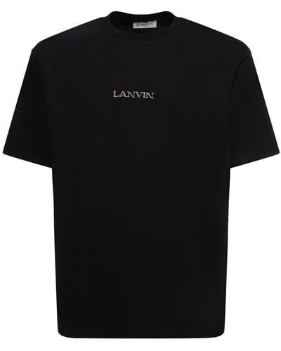 Lanvin Logo Embroidery Oversized Cotton T-shirt - Black