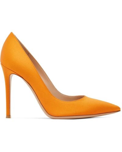 Gianvito Rossi 105Mm Gianvito Satin High Heel Court Shoes - Orange