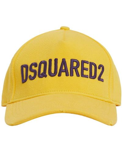 DSquared² Gorra De Gabardina De Algodón Con Logo Bordado - Amarillo