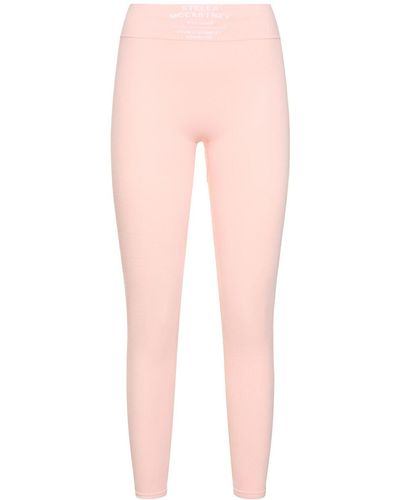 Stella McCartney Leggings in jersey di cotone stretch / logo - Rosa
