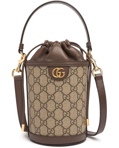 Gucci Mini Ophidia gg Canvas Bucket Bag - Gray