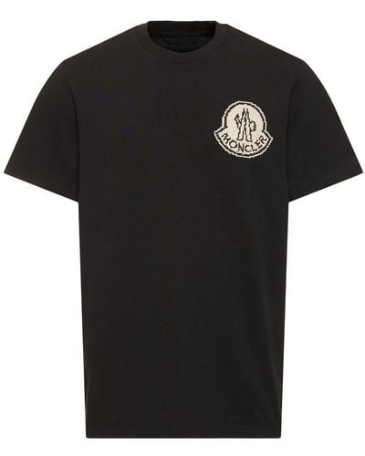 Moncler T-shirt Aus Baumwolljersey Mit Logo - Schwarz