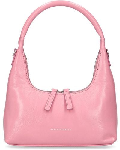 Marge Sherwood Mini Hobo Leather Bag W/Strap - Pink