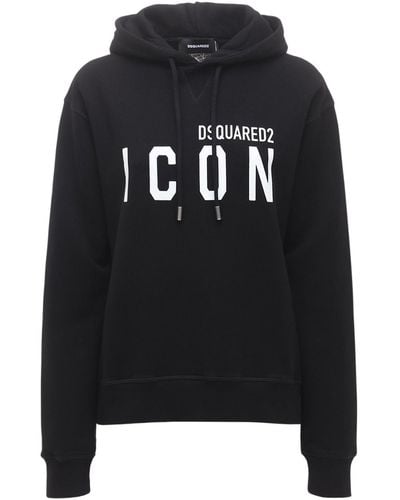 DSquared² Sweat-shirt En Jersey De Coton À Capuche "icon" - Noir