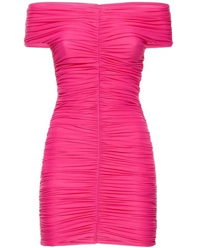 ANDAMANE Nicola Gathered Stretch Jersey Minidress - Pink