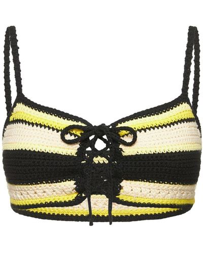 Ganni Bikini bandeau de crochet de algodón - Multicolor