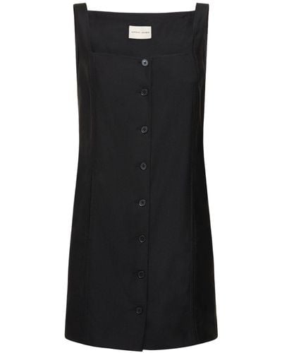 Loulou Studio Idon Wool Button Down Mini Dress - Black