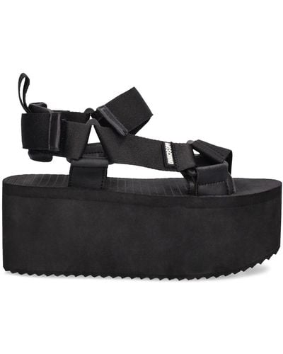 Moschino 80mm Hohe Nylon-sandalen Mit Plateau - Schwarz