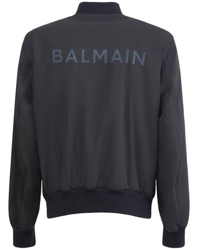 Balmain ナイロンジップボンバージャケット - ブルー