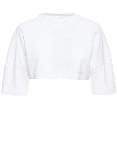 Palm Angels T-shirt crop con stampa - Bianco