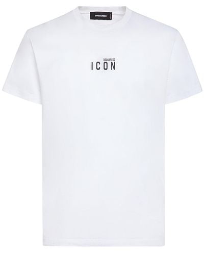 DSquared² Bedrucktes T-shirt Mit Logotasche - Weiß