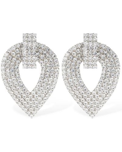 Alessandra Rich Crystal Drop Earrings - White