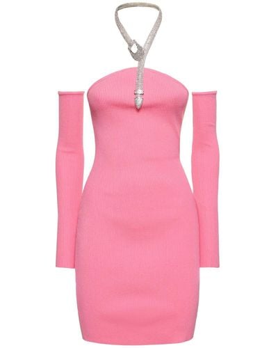 GIUSEPPE DI MORABITO Stretch Cotton Mini Dress - Pink