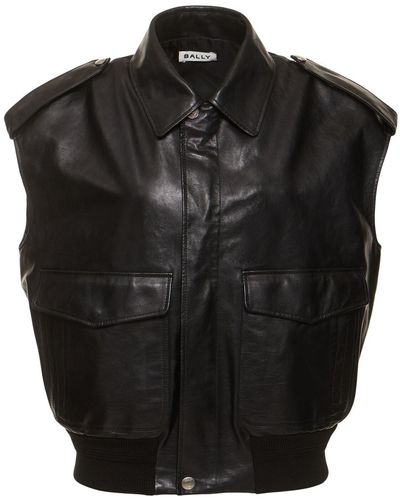 Bally Leather Vest W/ Pockets - Black